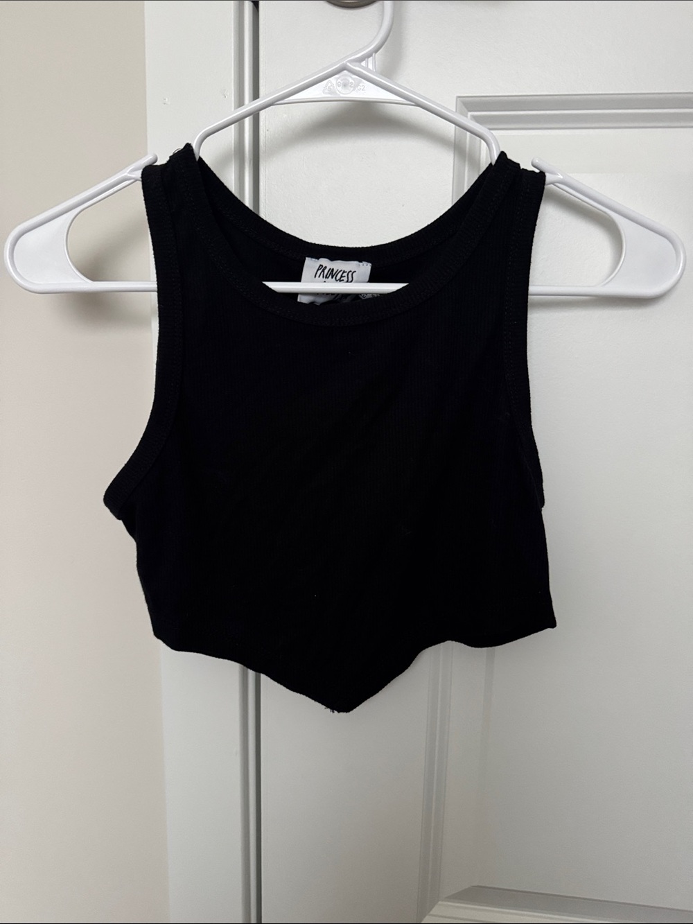 Princess Polly Black Ribbed Cropped Tank